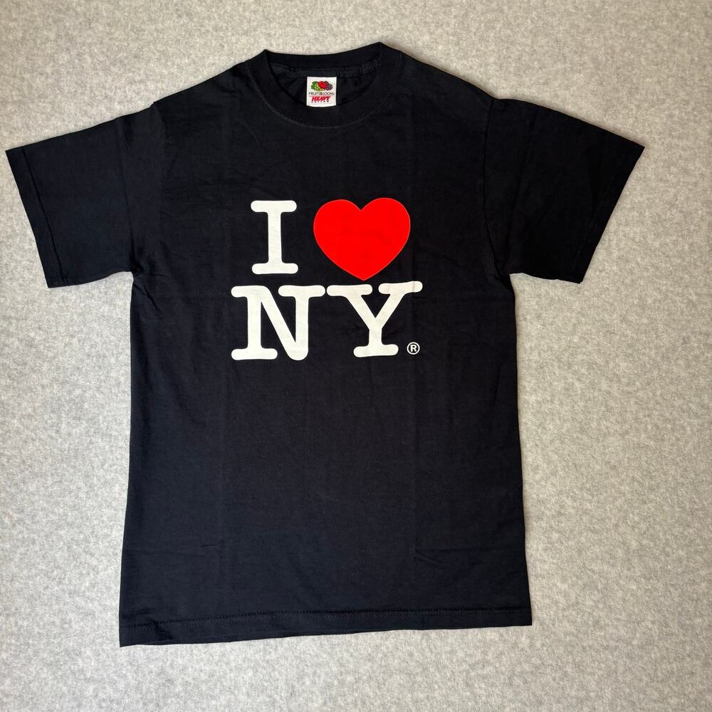 I Love NY Black Fruit of the Loom Graphic T-Shirt 100% Cotton Unisex Small